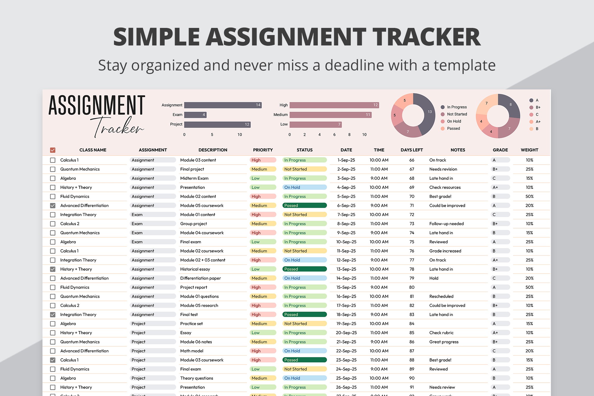 Simple Assignment Tracker Template - Free Google Docs Template - 10071465 - Slide 1