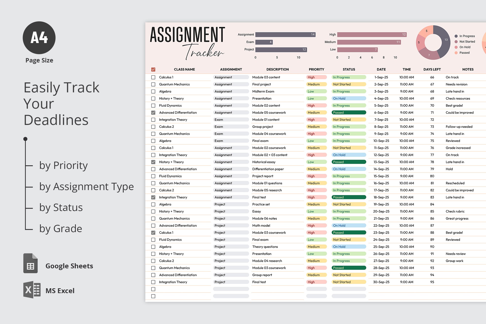 Simple Assignment Tracker Template - Free Google Docs Template - 10071465 - Slide 3