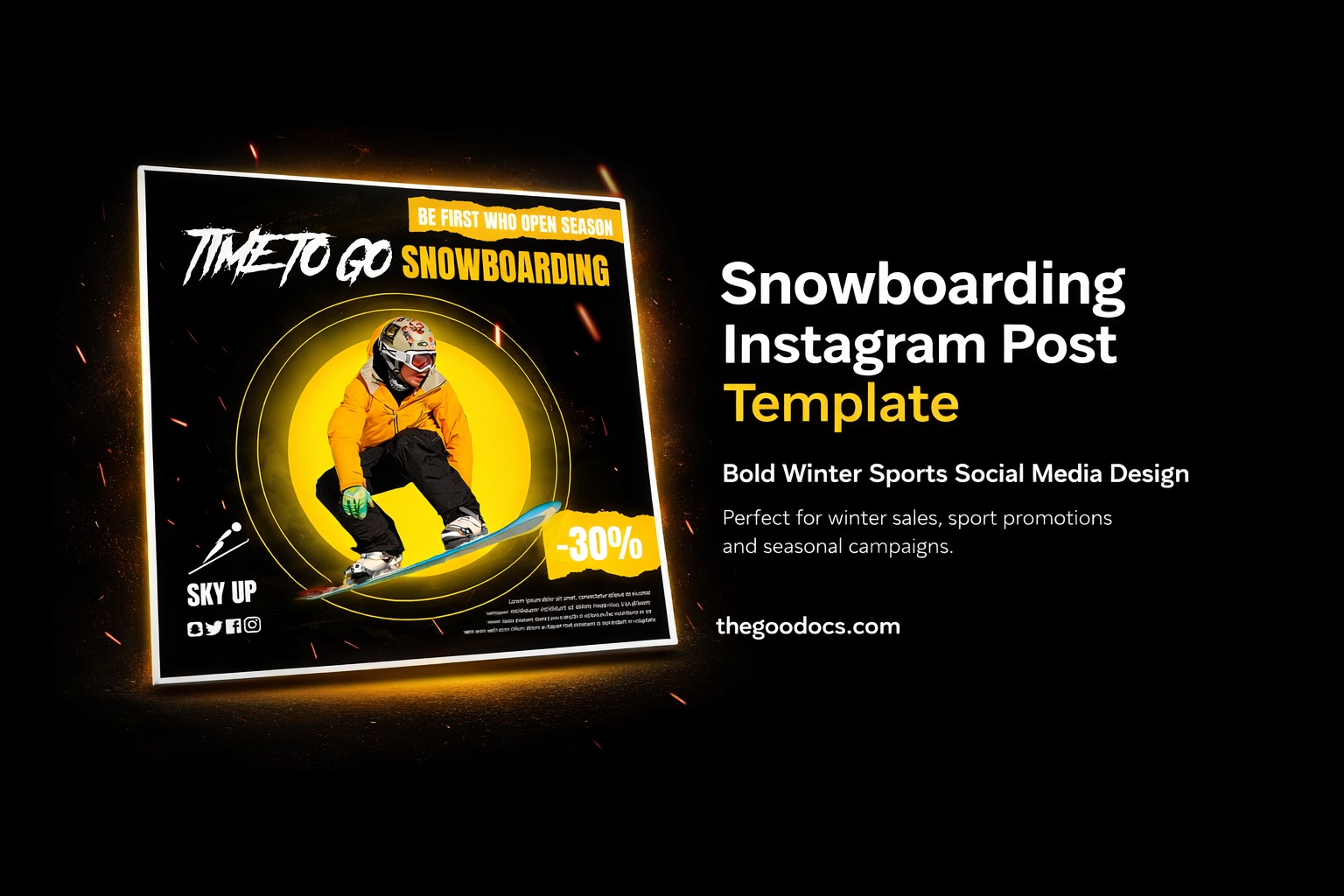 Anteprima di Post di Instagram sullo snowboard per Google Slides and Microsoft PowerPoint - Visualizza 1