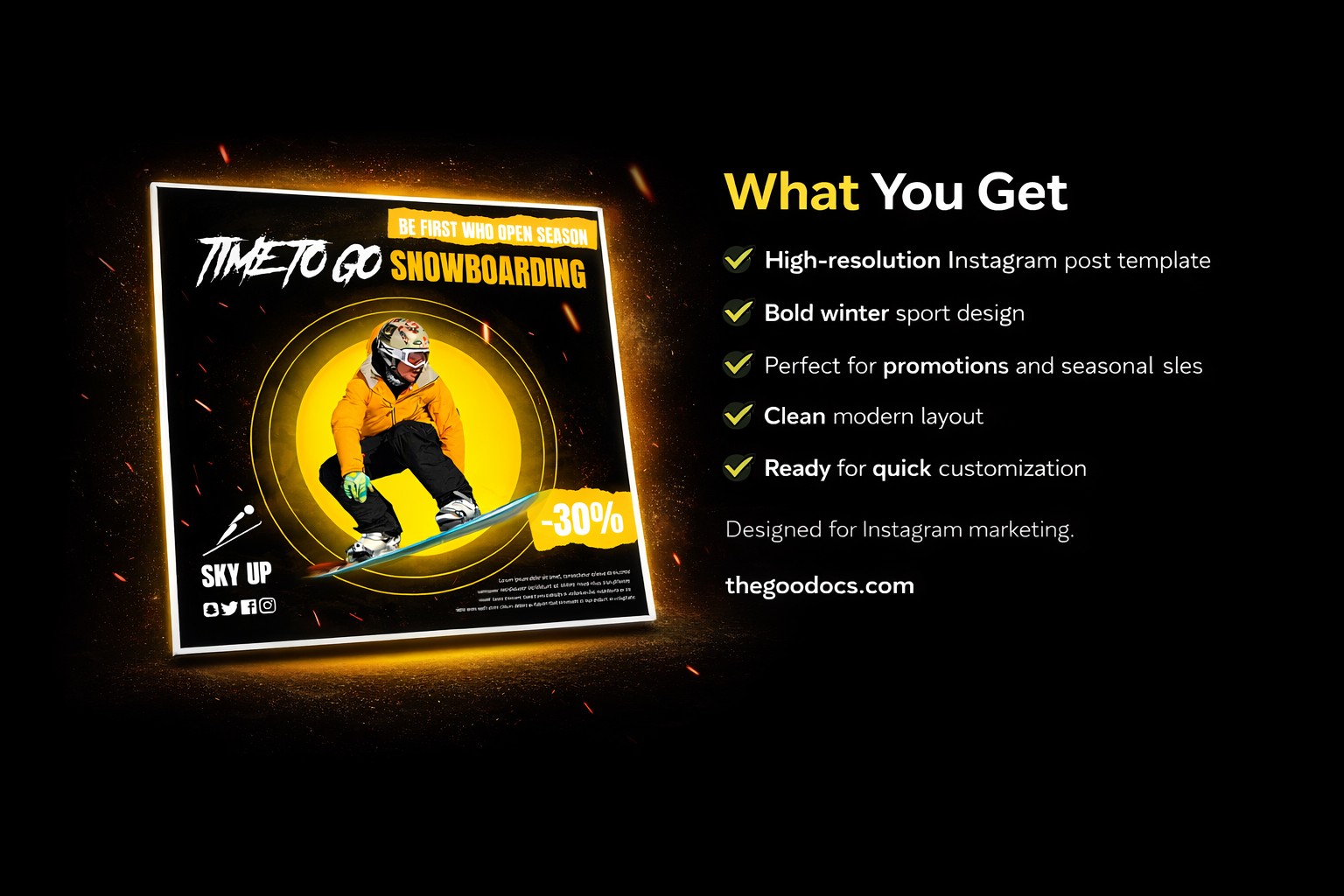 Anteprima di Post di Instagram sullo snowboard per Google Slides and Microsoft PowerPoint - Visualizza 2