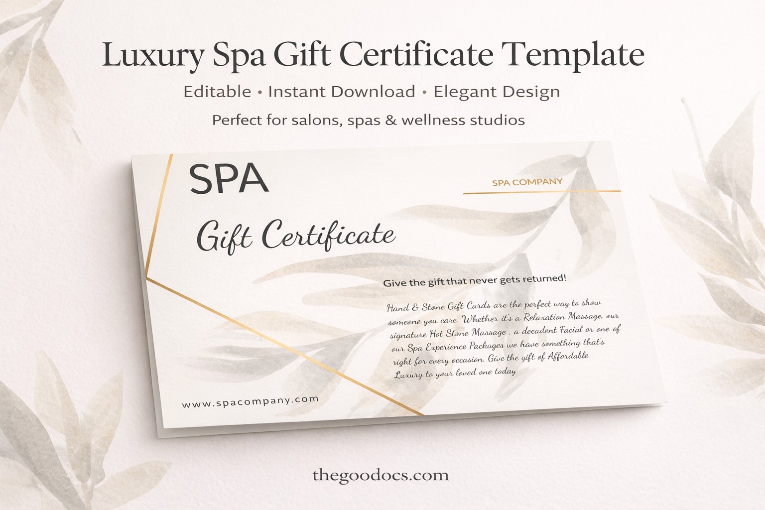 Certificado de regalo de spa - Gratis Google Doc Plantilla - 10062118 - Deslizar 1