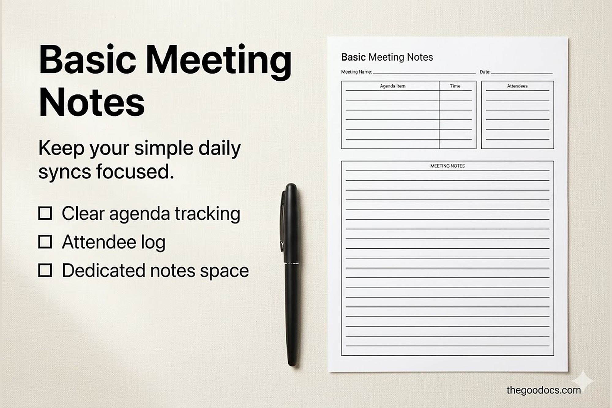 Preview of Structured Meeting Note for Google Docs and Microsoft Word - View 2