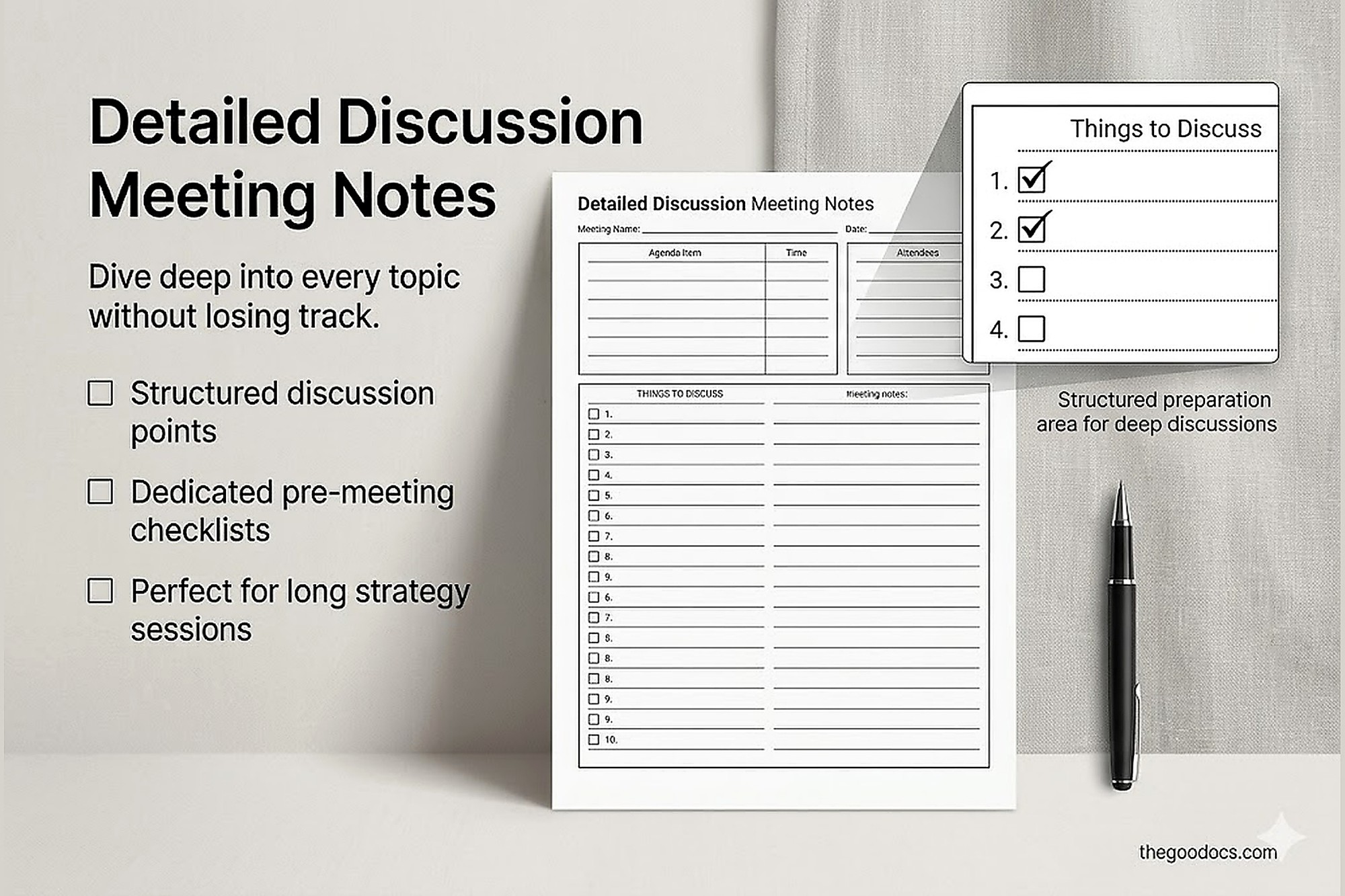 Preview of Structured Meeting Note for Google Docs and Microsoft Word - View 3