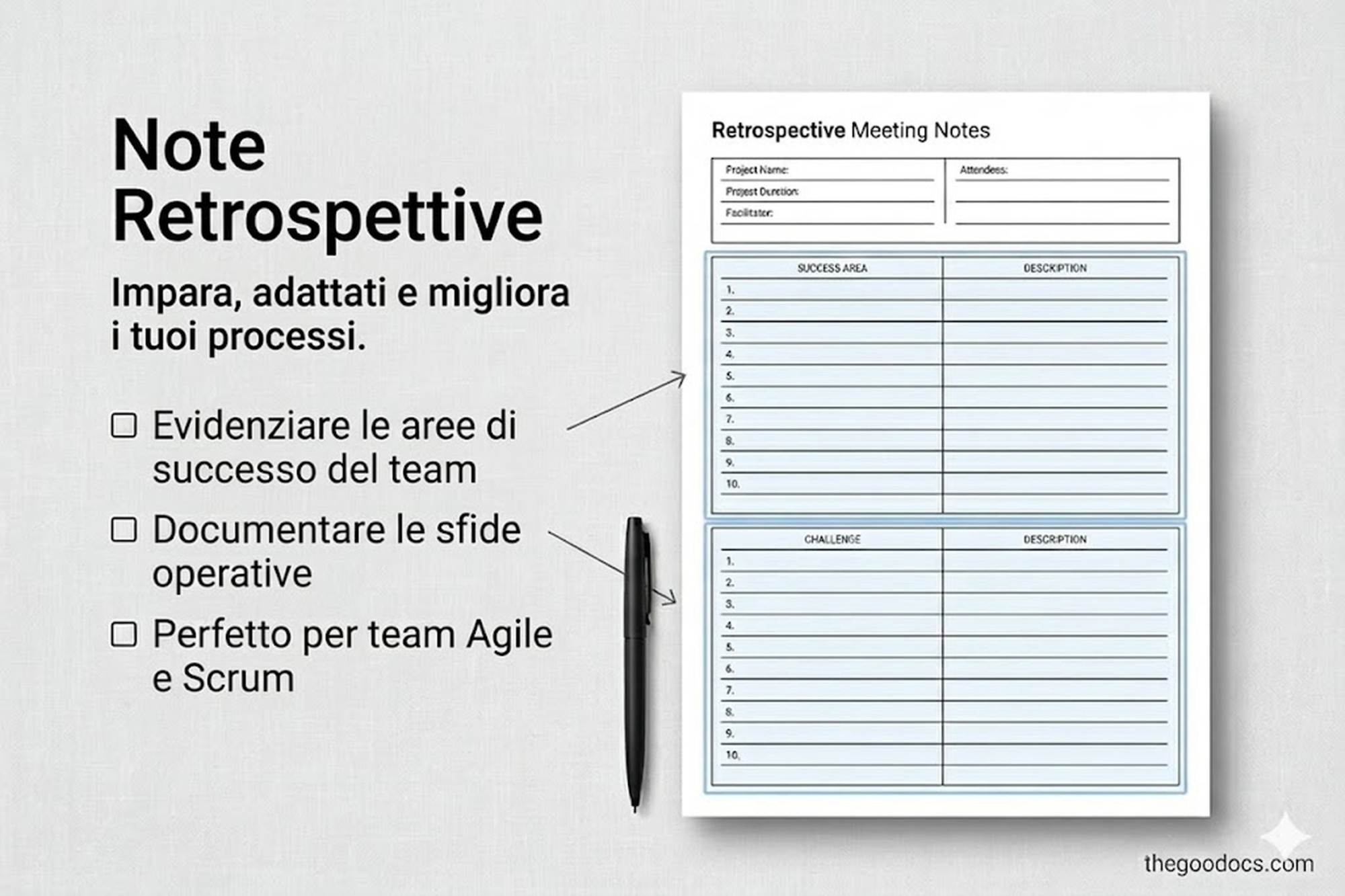 Anteprima di Nota dell'incontro strutturata per Google Docs and Microsoft Word - Visualizza 9