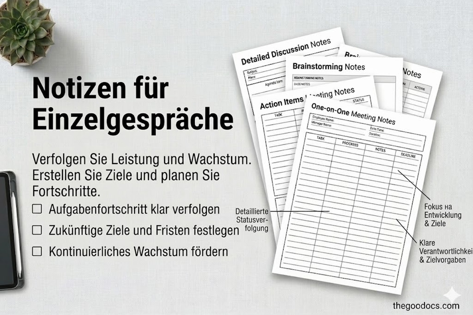 Vorschau von Strukturierte Besprechungsnotiz für Google Docs and Microsoft Word - Ansehen 8