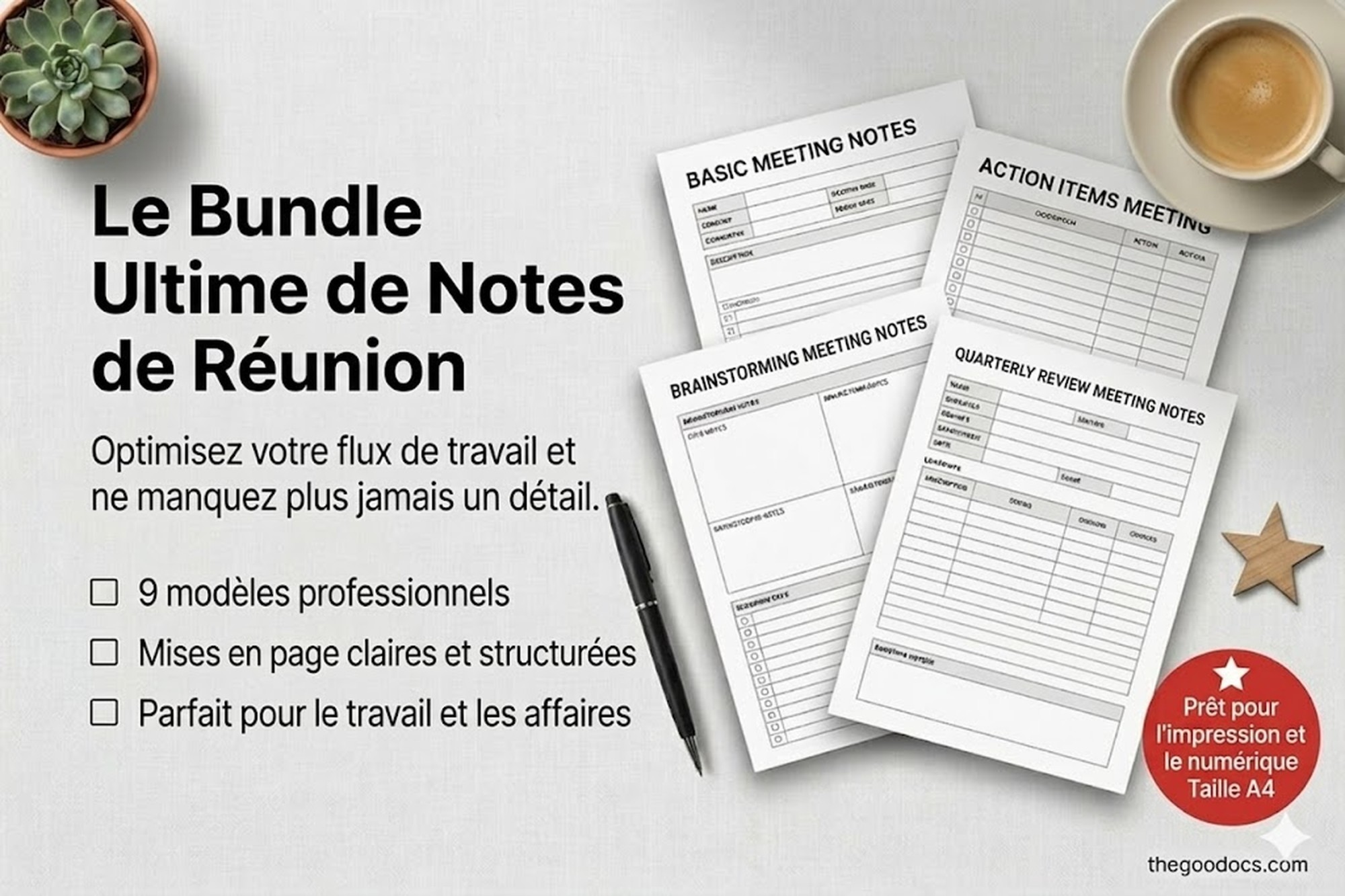 Pré-visualização de Notas da Reunião Estruturada para Google Docs and Microsoft Word - Ver 1