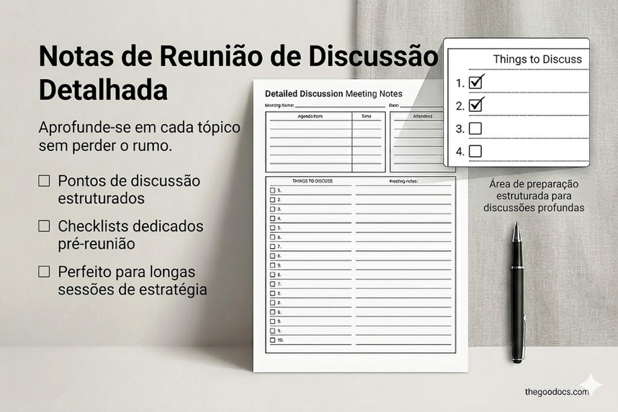 Pré-visualização de Notas da Reunião Estruturada para Google Docs and Microsoft Word - Ver 3