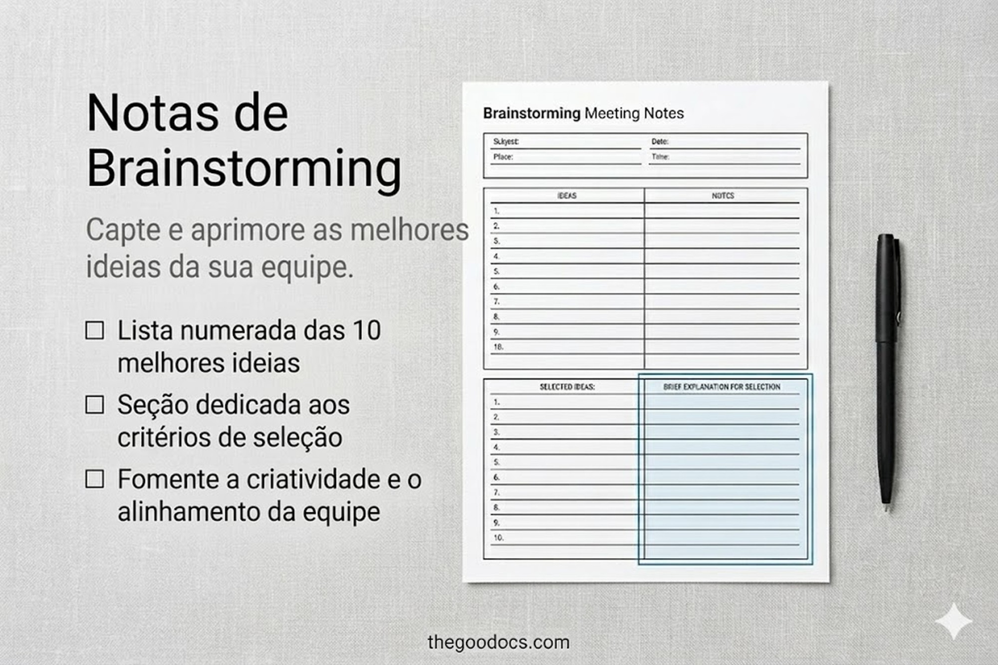Pré-visualização de Notas da Reunião Estruturada para Google Docs and Microsoft Word - Ver 5