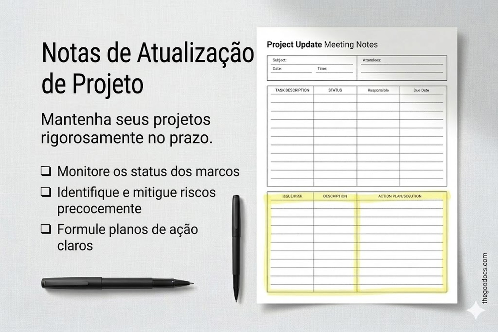 Pré-visualização de Notas da Reunião Estruturada para Google Docs and Microsoft Word - Ver 6