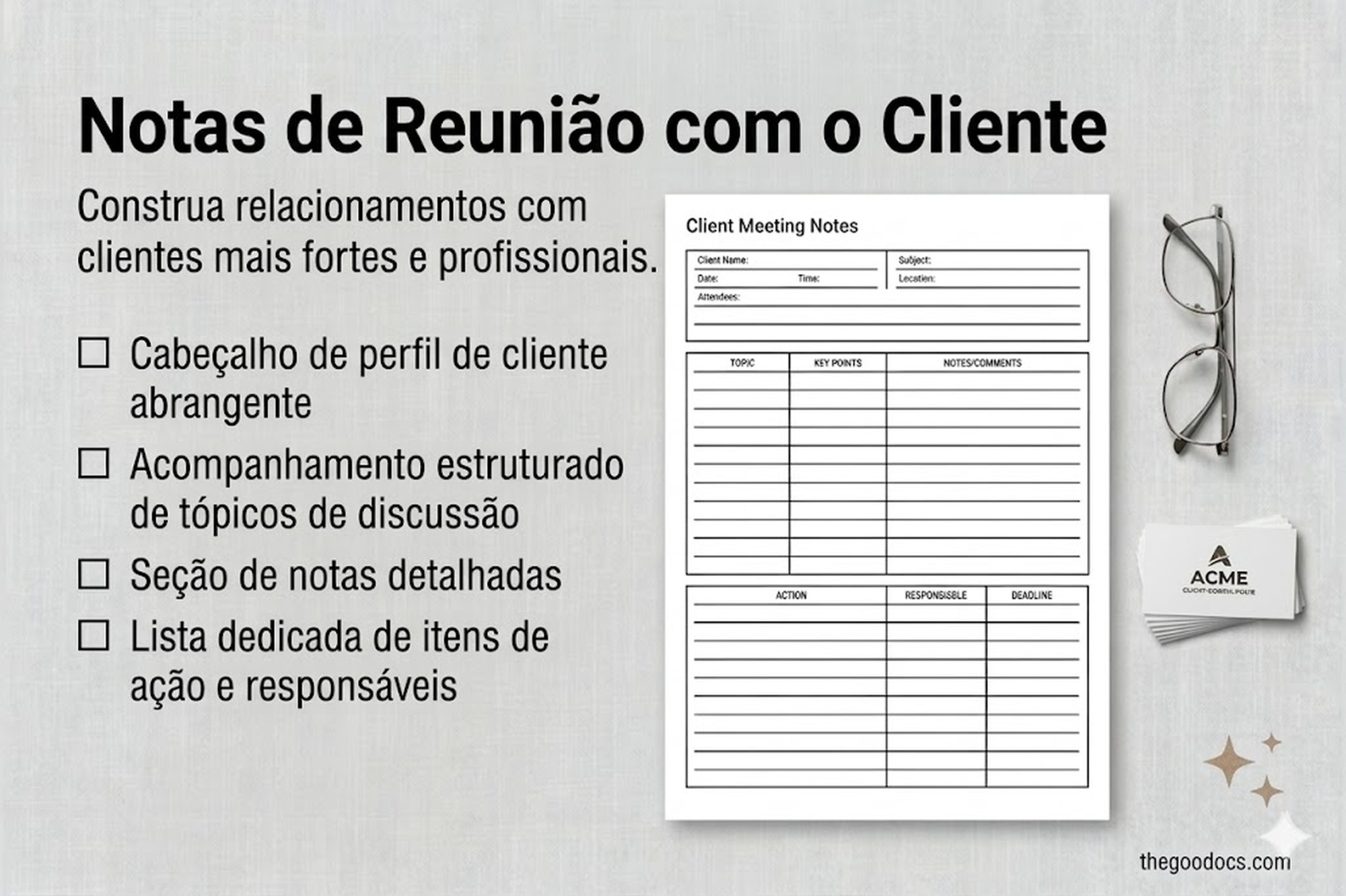Pré-visualização de Notas da Reunião Estruturada para Google Docs and Microsoft Word - Ver 7