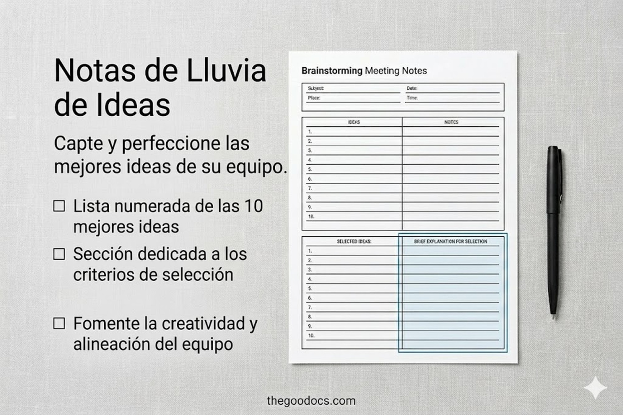 Vista previa de Nota de reunión estructurada para Google Docs and Microsoft Word - Ver 5