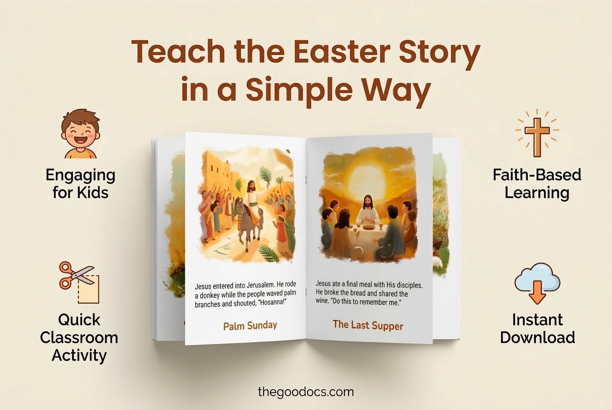 Pré-visualização de A História da Páscoa para Crianças - Template de Mini Livro para Imprimir para Google Slides and Microsoft PowerPoint - Ver 5