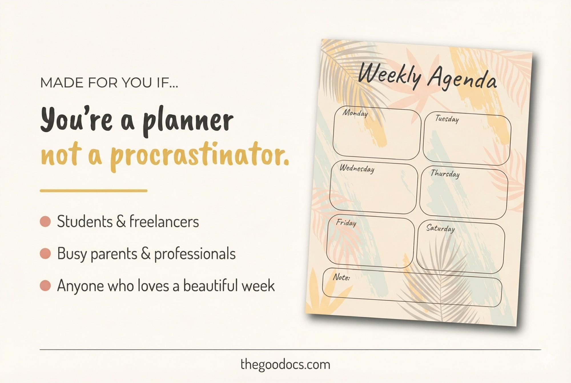 Anteprima di Agenda Settimanale Giallo per Google Docs and Microsoft Word - Visualizza 3