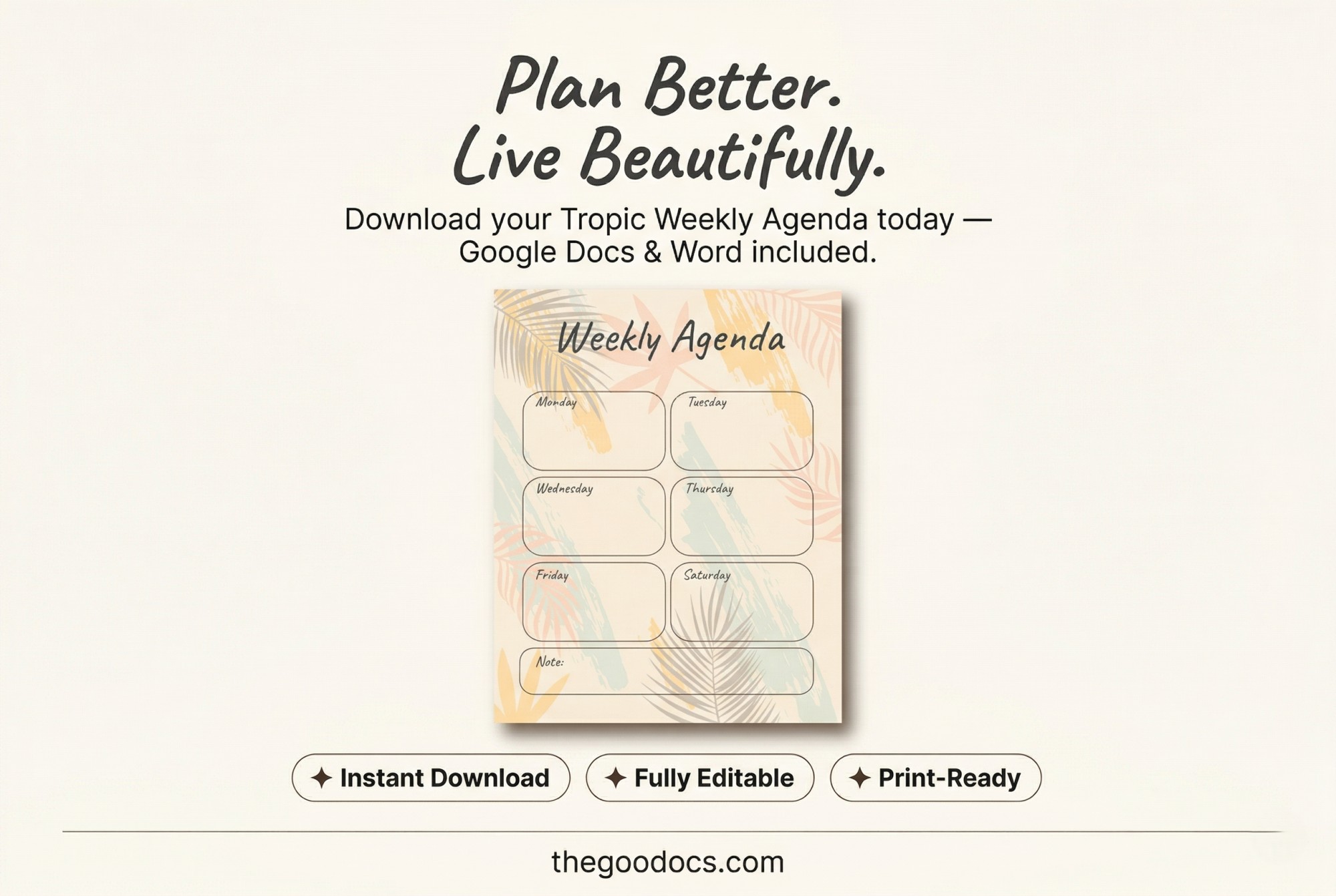 Anteprima di Agenda Settimanale Giallo per Google Docs and Microsoft Word - Visualizza 5