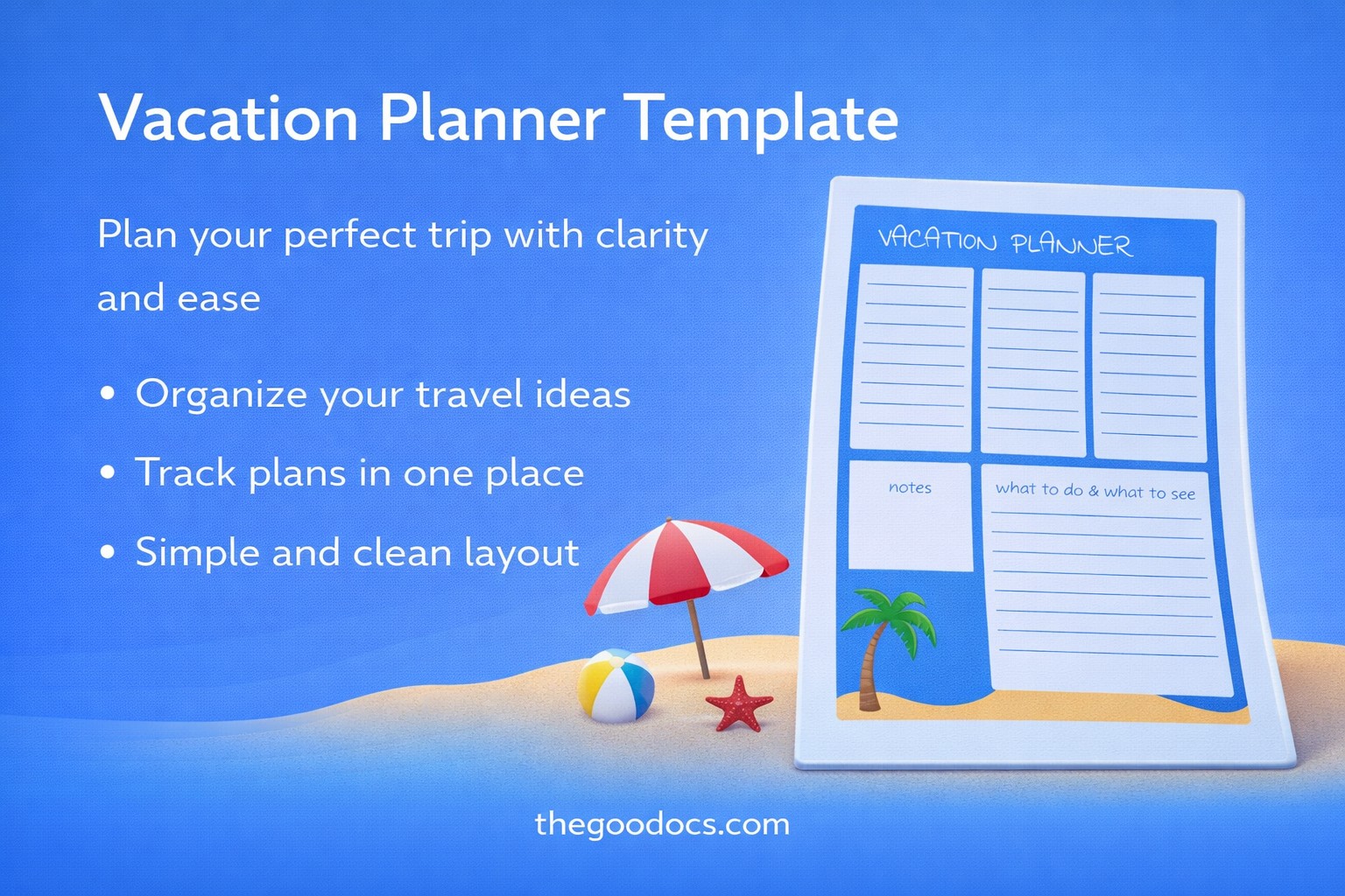 Preview of Vacation Blue Planner for Google Slides and Microsoft PowerPoint - View 1