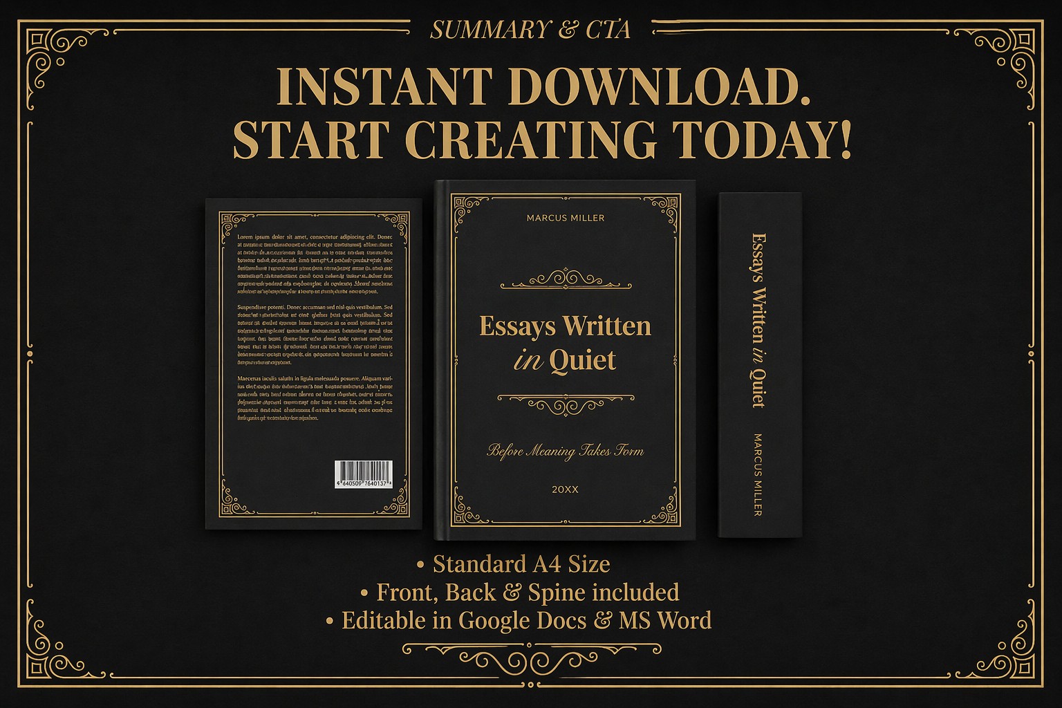 Preview of Vintage Book Cover Template for Google Docs and Microsoft Word - View 5