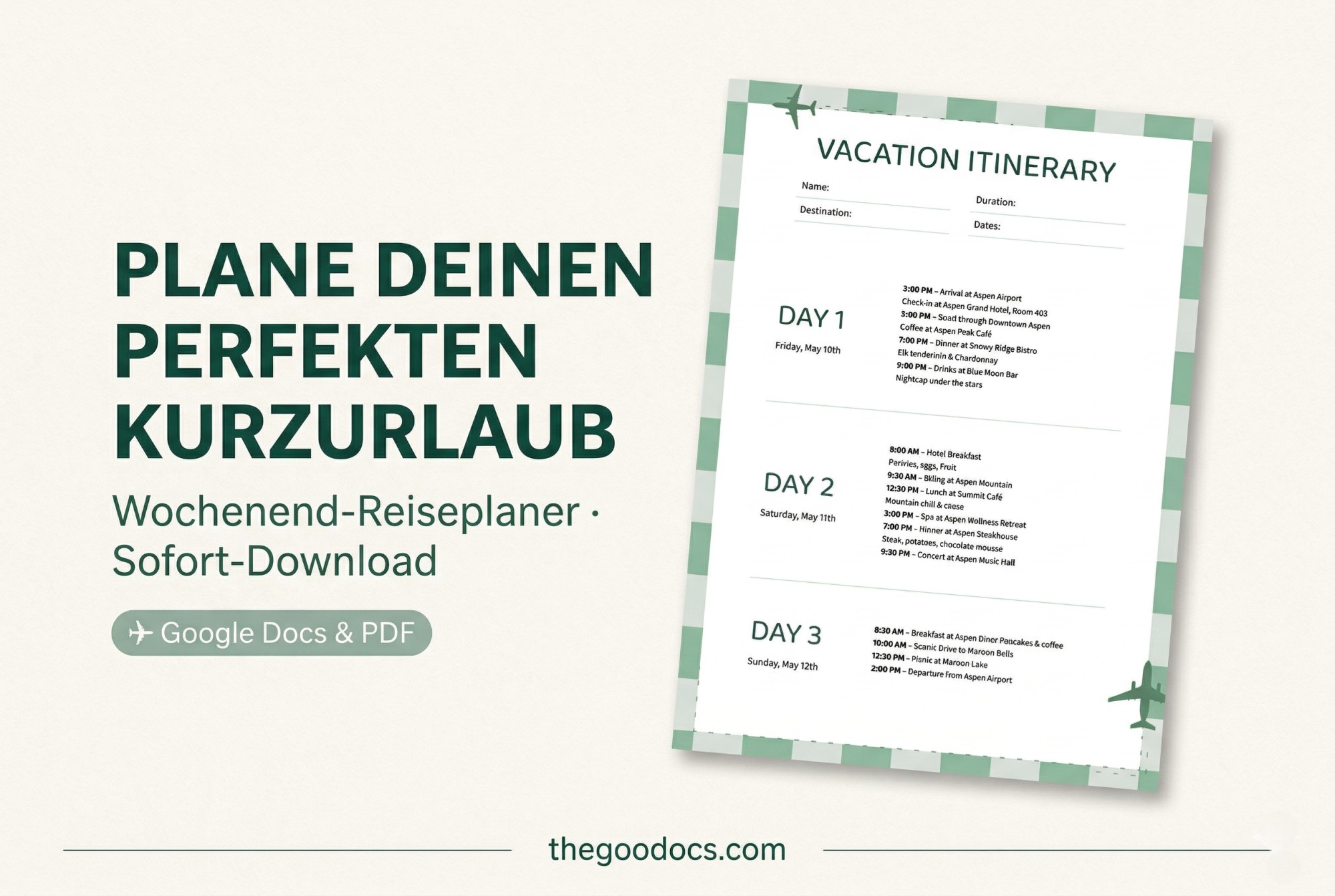 Vorschau von Wochenendurlaubsreiseroute Vorlage für Google Docs and Microsoft Word - Ansehen 1