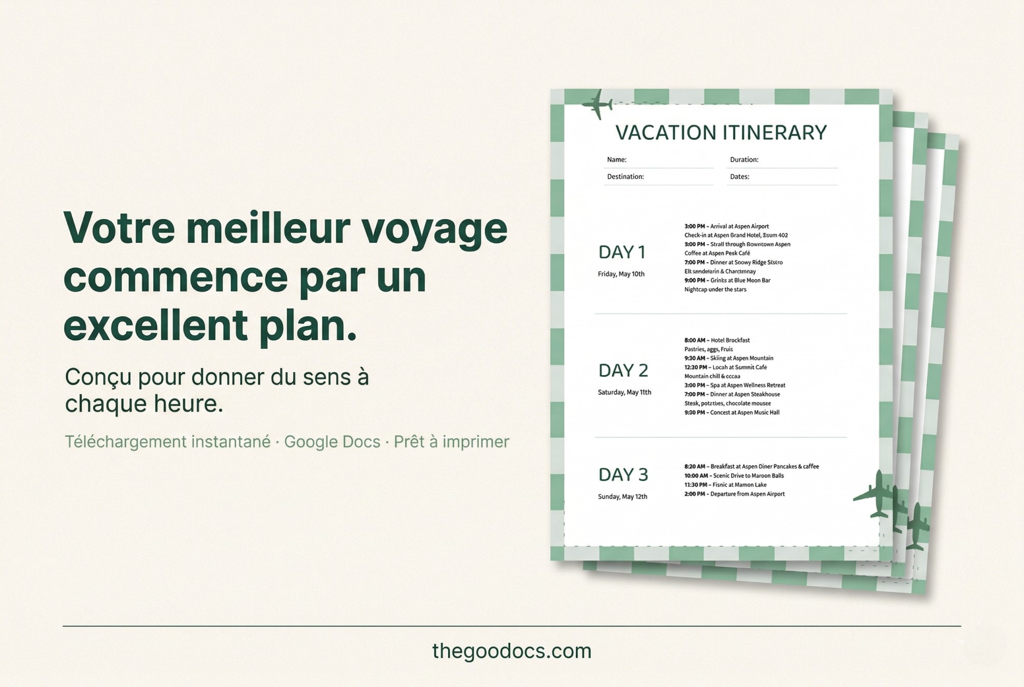 Aperçu de Modèle de programme de vacances de week-end pour Google Docs and Microsoft Word - Voir 5