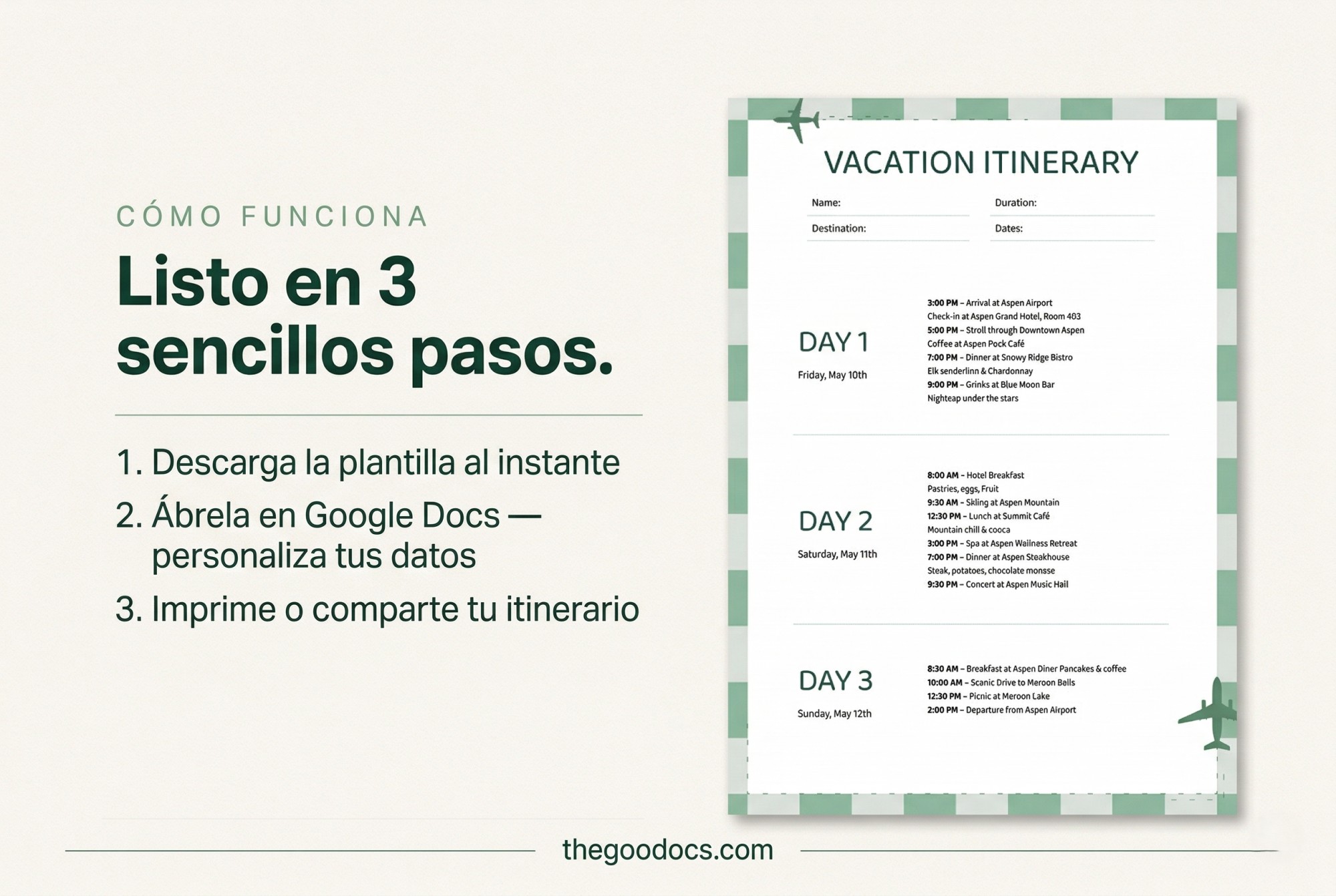 Vista previa de Plantilla de Itinerario de Fin de Semana para Vacaciones para Google Docs and Microsoft Word - Ver 4