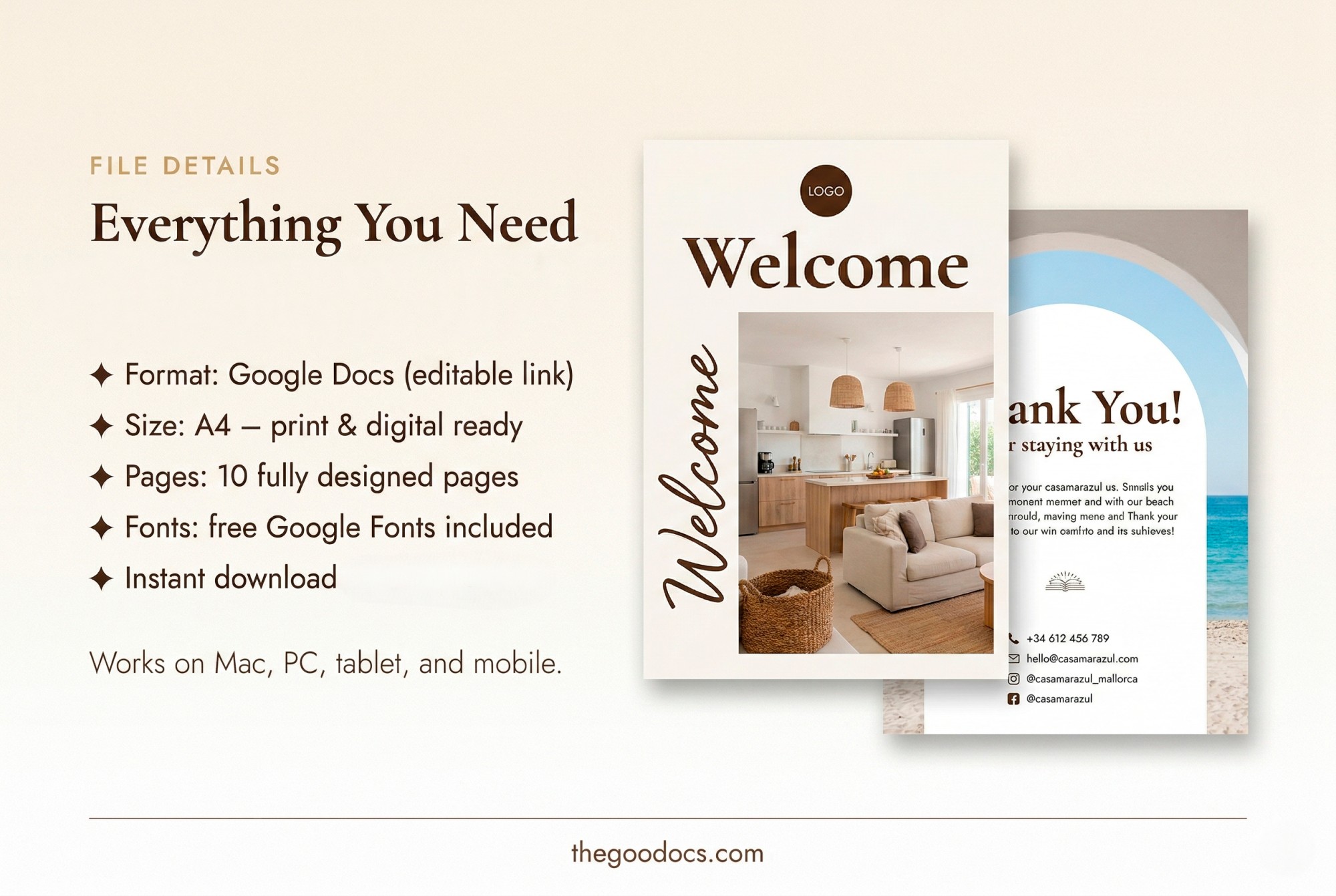 Preview of Welcome Book Template for Airbnb or Boutique Hotels for Google Docs and Microsoft Word - View 6