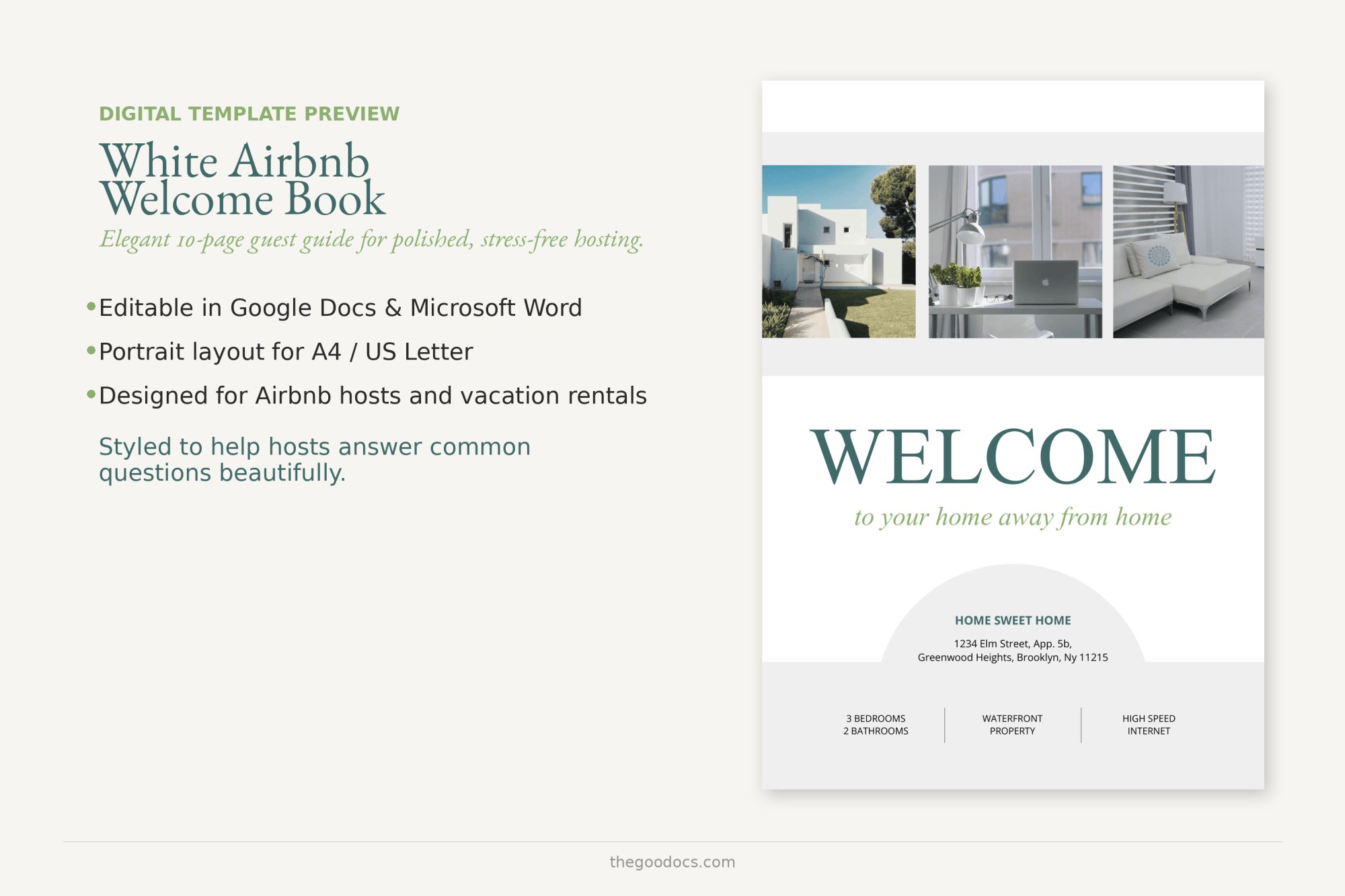 Preview of Airbnb Welcome Book for Google Docs and Microsoft Word - View 1