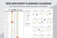 Calendrier de planification des événements 2025-2026 - Gratuit Google Docs Modèle - 10069973 - Glisser 1