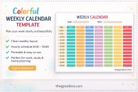 Calendario settimanale colorato - Gratuito Google Docs Modello - 10064272 - Diapositiva 1