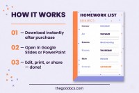 Lista Fofa de Tarefas Escolares - Gratuito Documentos Google Modelo - 10064471 - Deslizar 4