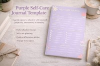 Diario de autocuidado púrpura - Gratis Google Doc Plantilla - 10063580 - Deslizar 1