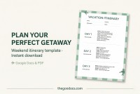 Weekend Vacation Itinerary Template - Free Google Docs Template - 10071170 - Slide 1