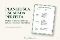 Modelo de Itinerário de Fim de Semana de Férias - Gratuito Documentos Google Modelo - 10071170 - Deslizar 1