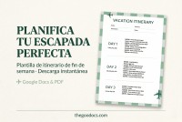 Plantilla de Itinerario de Fin de Semana para Vacaciones - Gratis Google Doc Plantilla - 10071170 - Deslizar 1