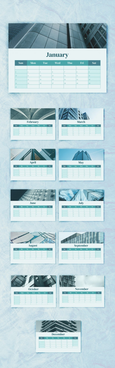 Calendario de escritorio para la gestión de proyectos empresariales Plantilla