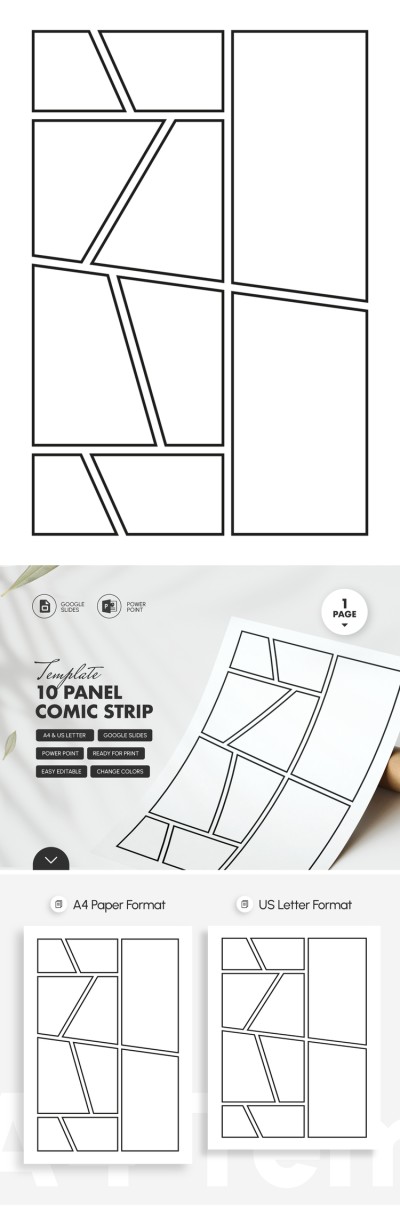 10 Panel Comic Strip Template Template