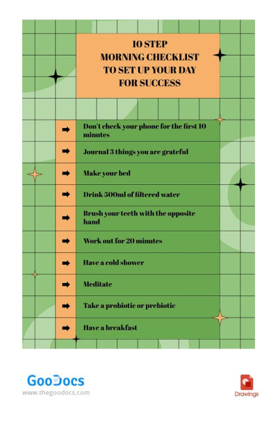 Elenco di controllo mattutino a 10 punti Modello