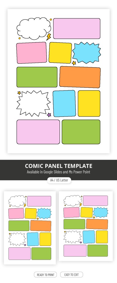 12 Modèle de bande dessinée à 12 panneaux pour enfants Modèle