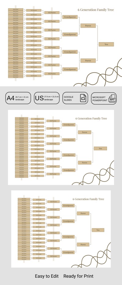 6 Generation Family Tree Chart Template Template