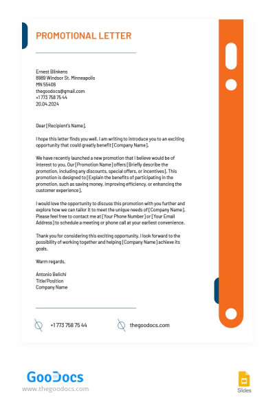 Abstract Promotional Letter Template