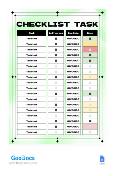 Lista de verificação de tarefas abstratas Modelo