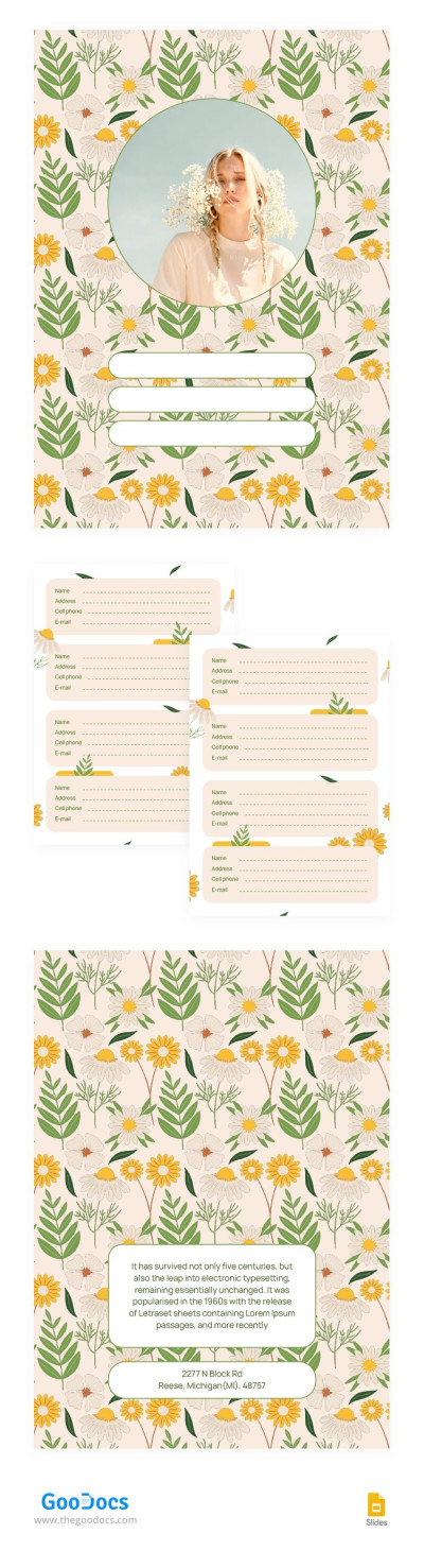 Carnet d'adresses avec des fleurs Modèle