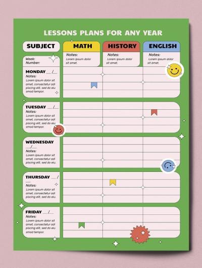 Plano de aula adorável Modelo