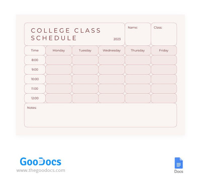 Adorable Pink College Class Schedule - College Class Schedules