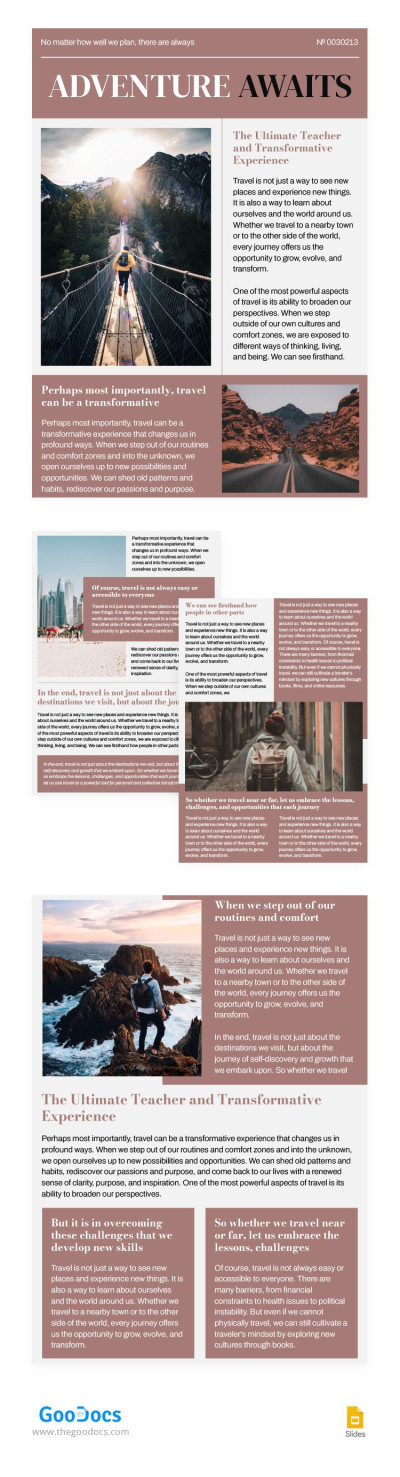 Adventure Awaits Travel Newspaper Template