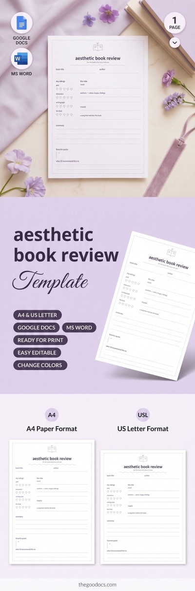 Aesthetic Book Review Template Template