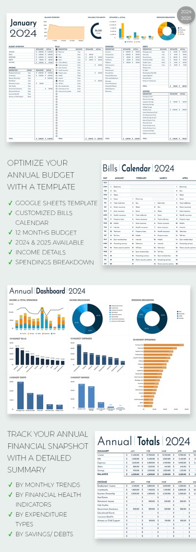 Hoja de cálculo y planificador de presupuesto anual Plantilla