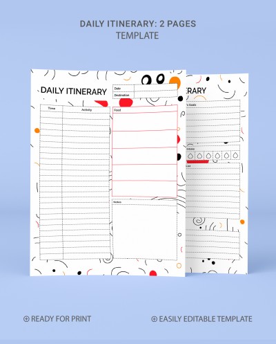 Artistic Daily Itinerary Template
