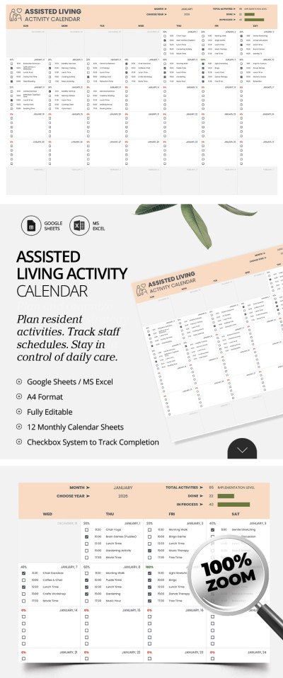 Assisted Living Activity Calendar Template Template