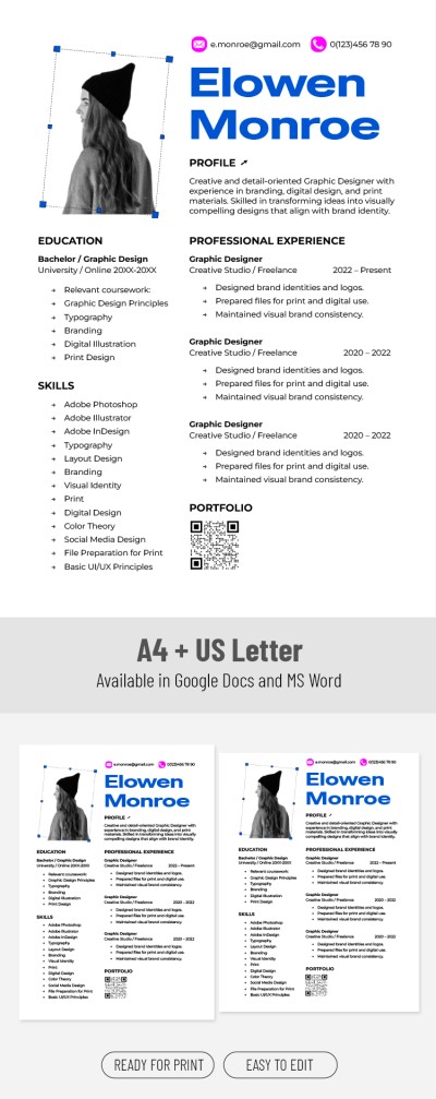 ATS Friendly Resume Template for Graphic Designer Template