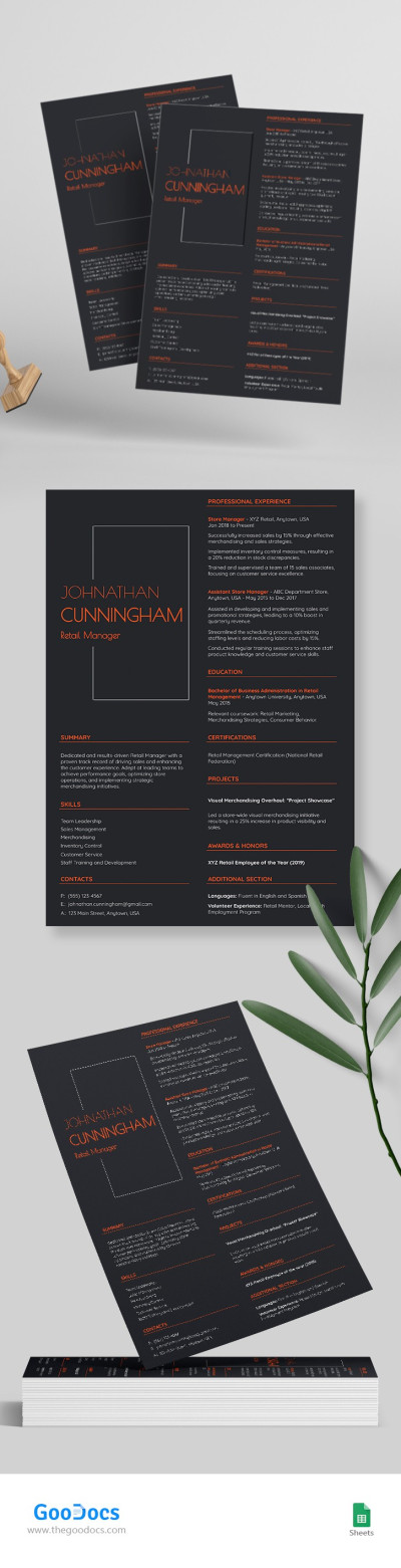 Retail Manager Resume Template