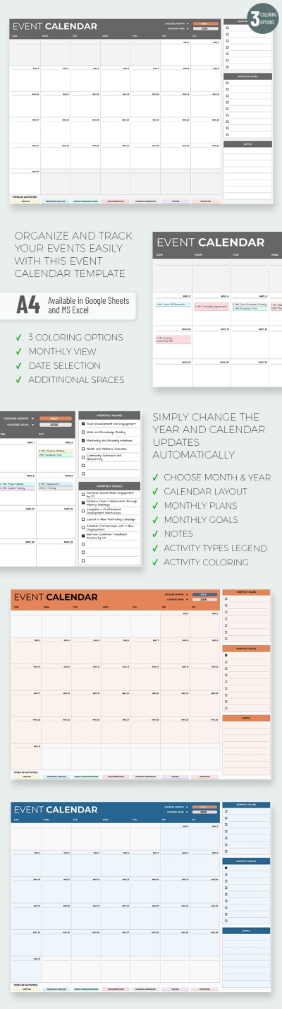 Automated Event Calendar Template